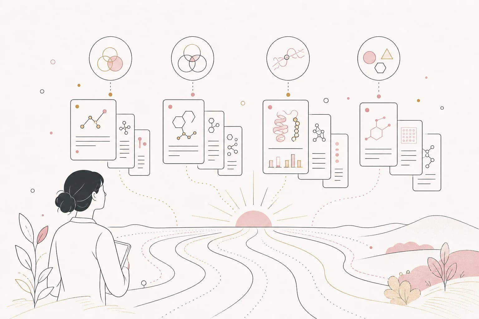 Editorial illustration for “Beyond semaglutide: the next wave of metabolic drug research,” showing a Filipino reader examining the research context.