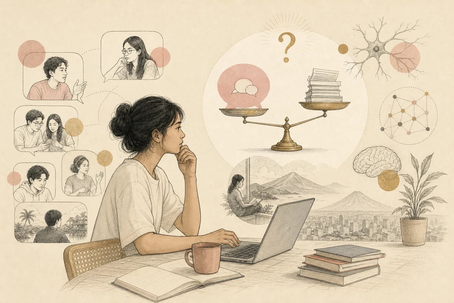 Editorial illustration for “Nootropic forum anecdotes: useful questions, weak proof,” created for Philippine readers.