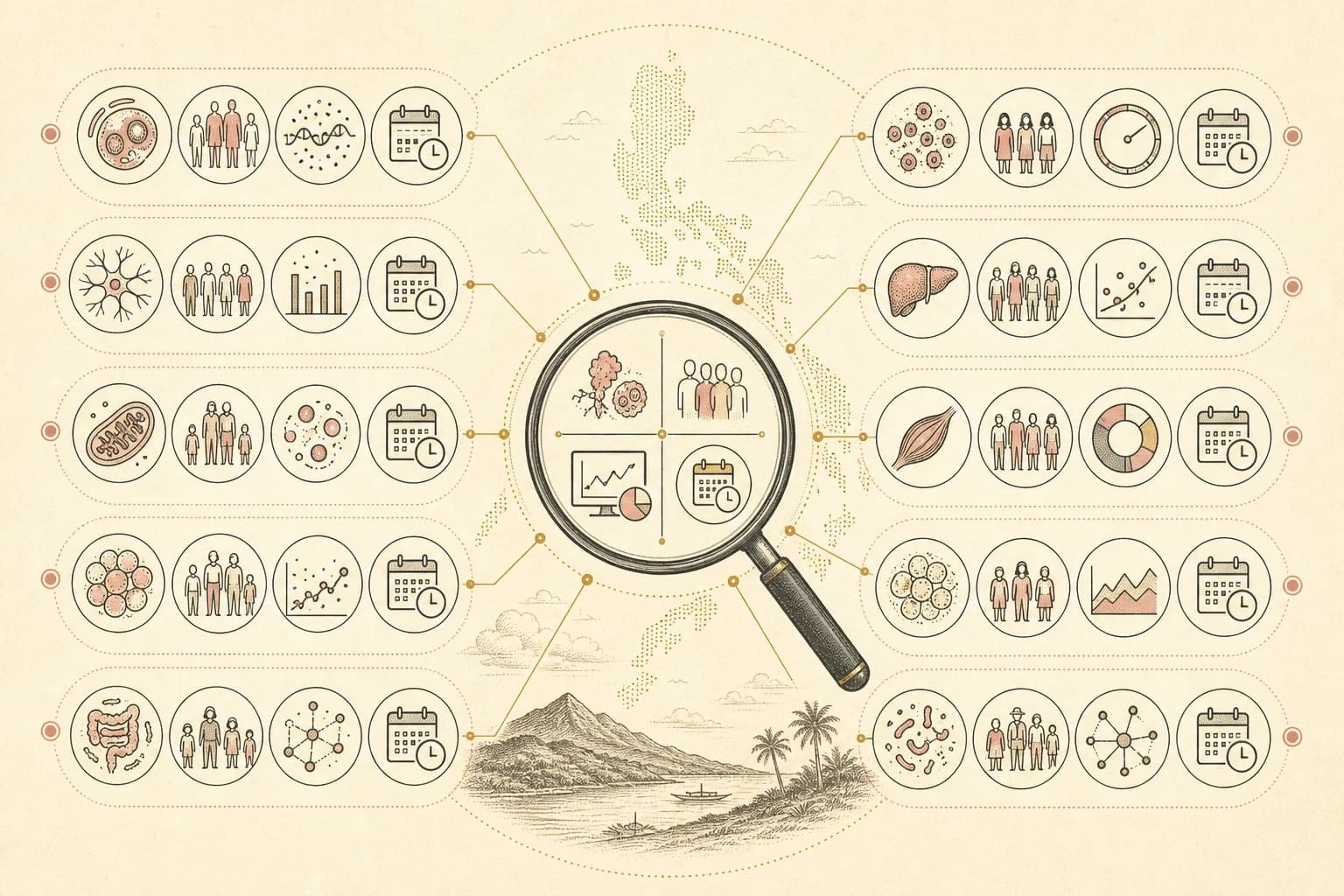 Evidence map showing the main study context and limits for A Philippine metabolic-research watchlist: five developments worth following