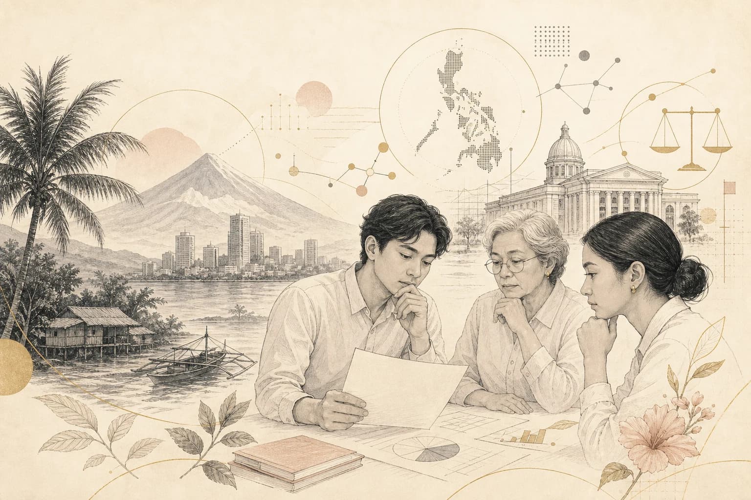 Editorial illustration for “A quarterly Philippine longevity-market watch: claims, regulation, and new evidence,” created for Philippine readers.