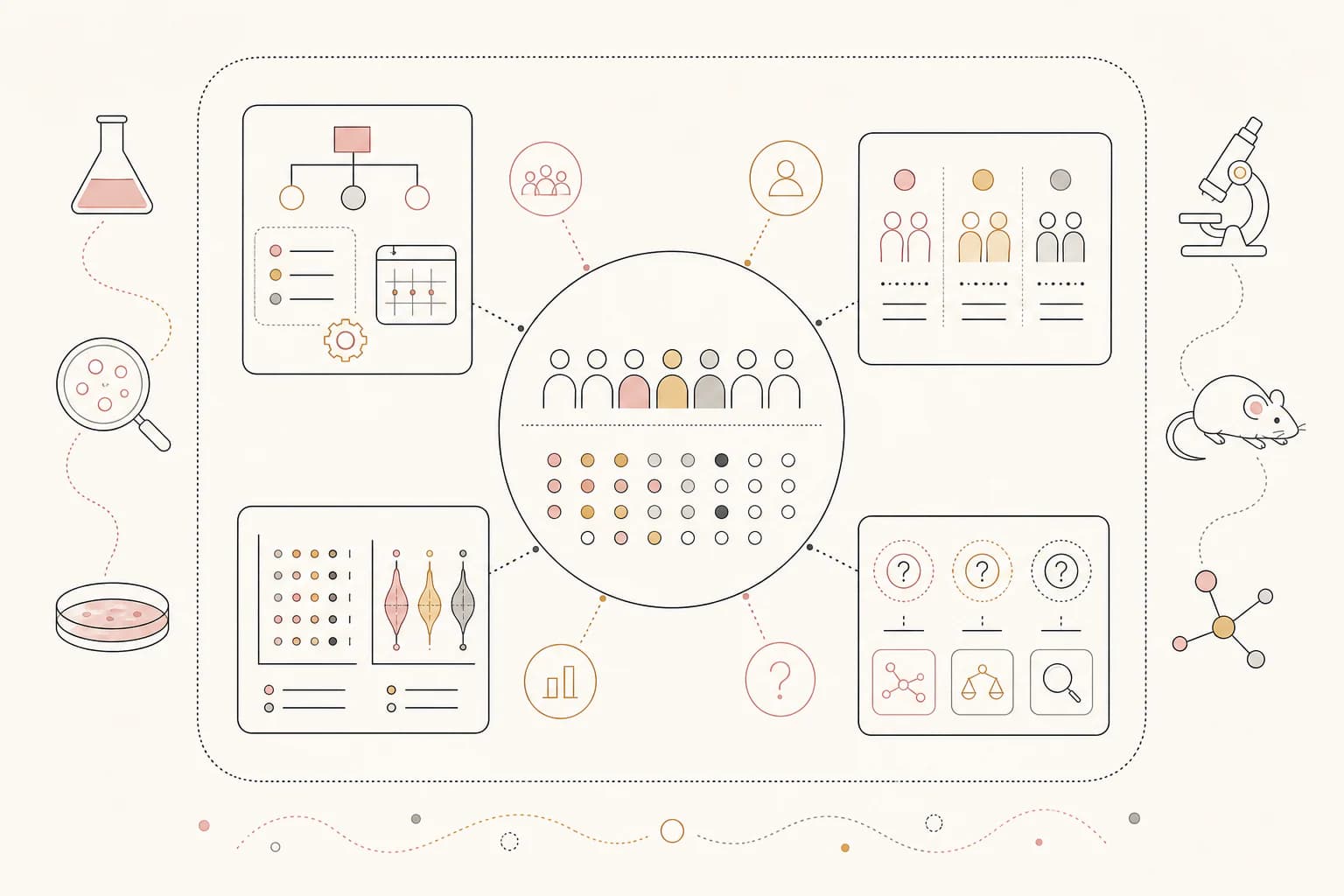Evidence map for “AOD-9604 human research: what the trials found and what they did not,” separating study findings, research context, and unanswered questions.
