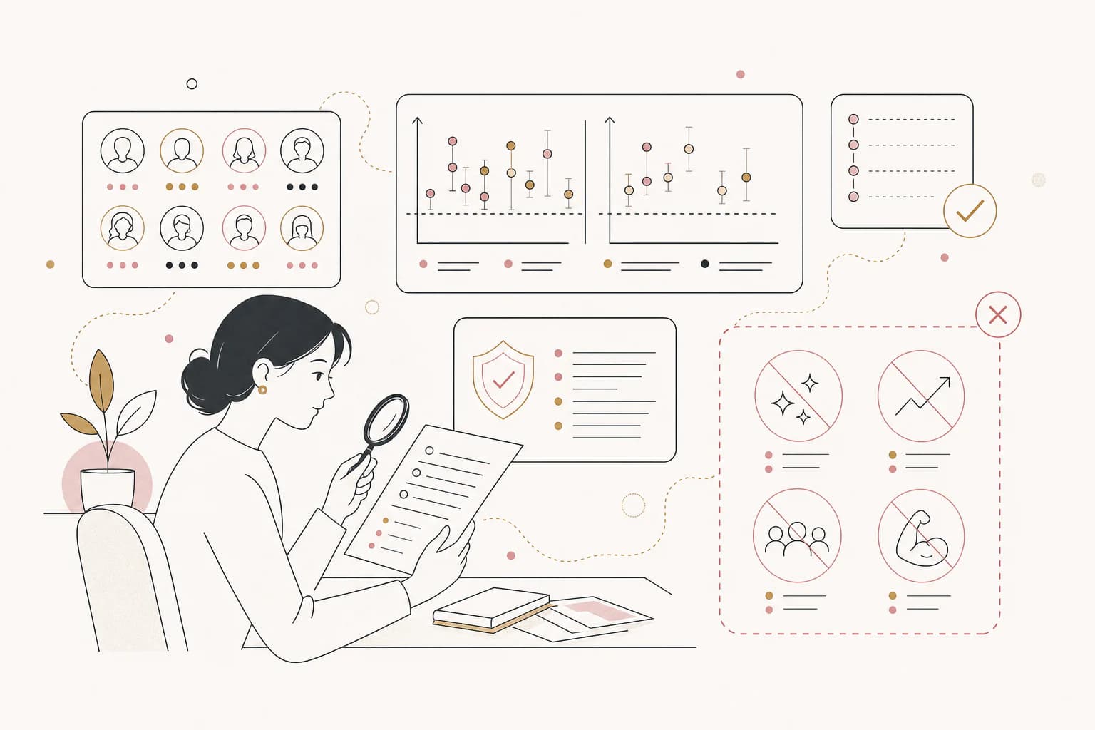 Editorial illustration for “AOD-9604 human research: what the trials found and what they did not,” showing a Filipino reader examining the research context.