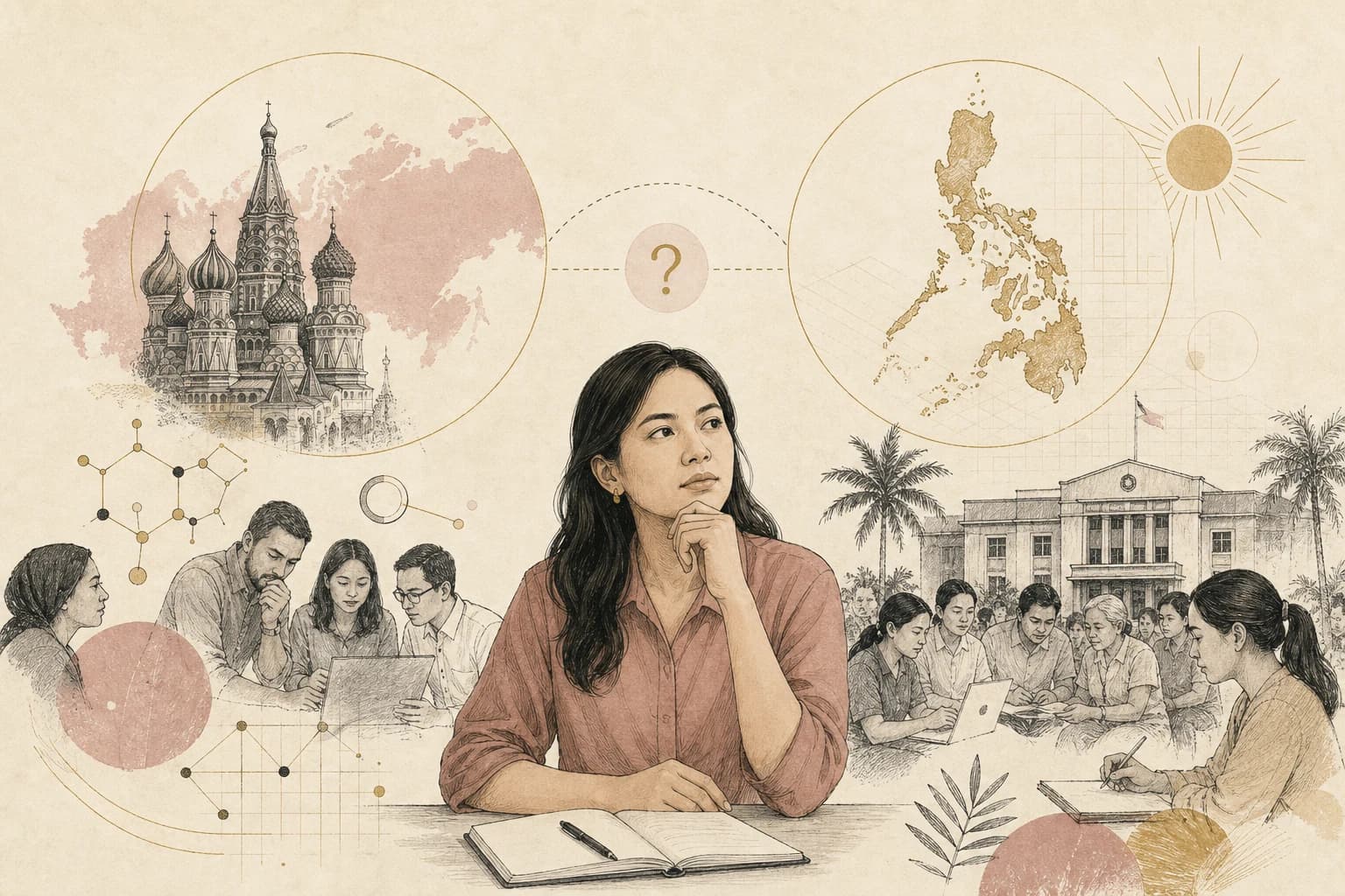 Editorial illustration for ““Approved in Russia” does not mean approved in the Philippines,” created for Philippine readers.