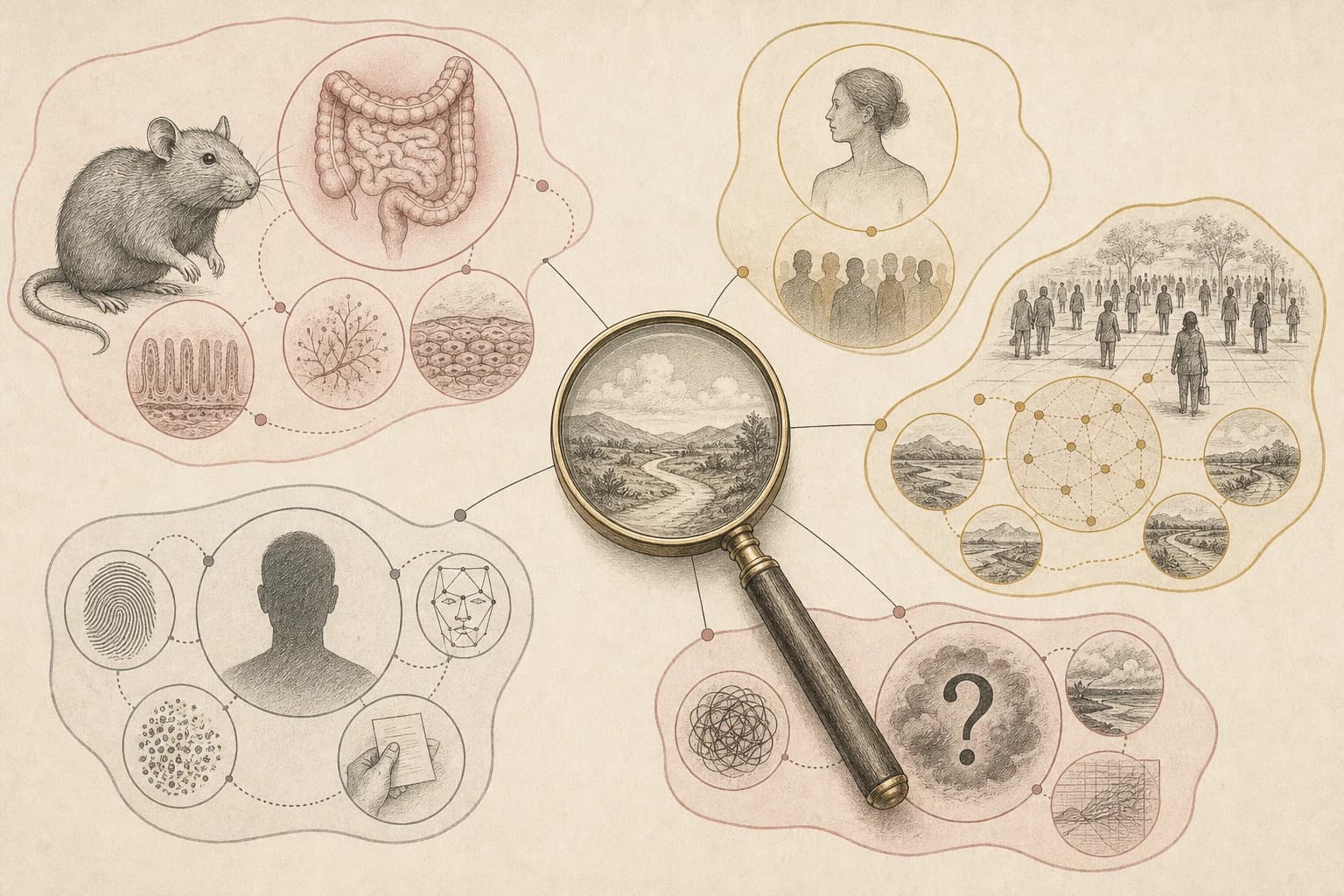 Evidence map separating BPC-157 rat gut studies, a small human abstract, registry context, and safety questions.