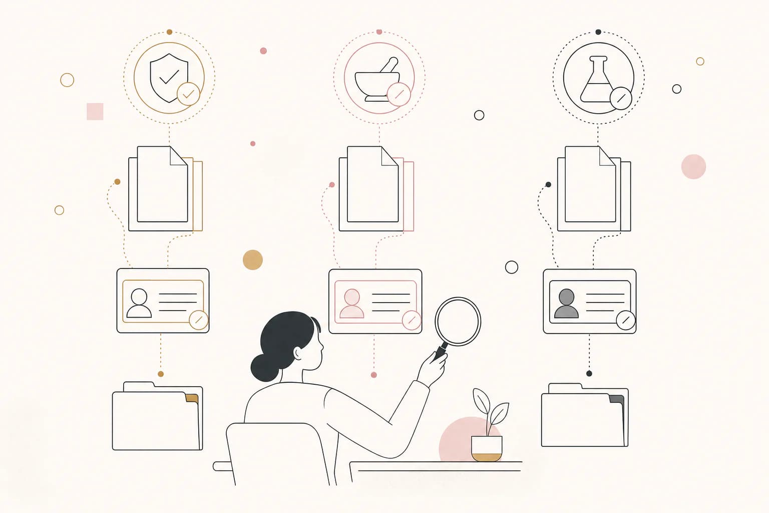 Editorial illustration for “Why branded, compounded, and “research” tirzepatide are different terms,” showing a Filipino reader examining the research context.
