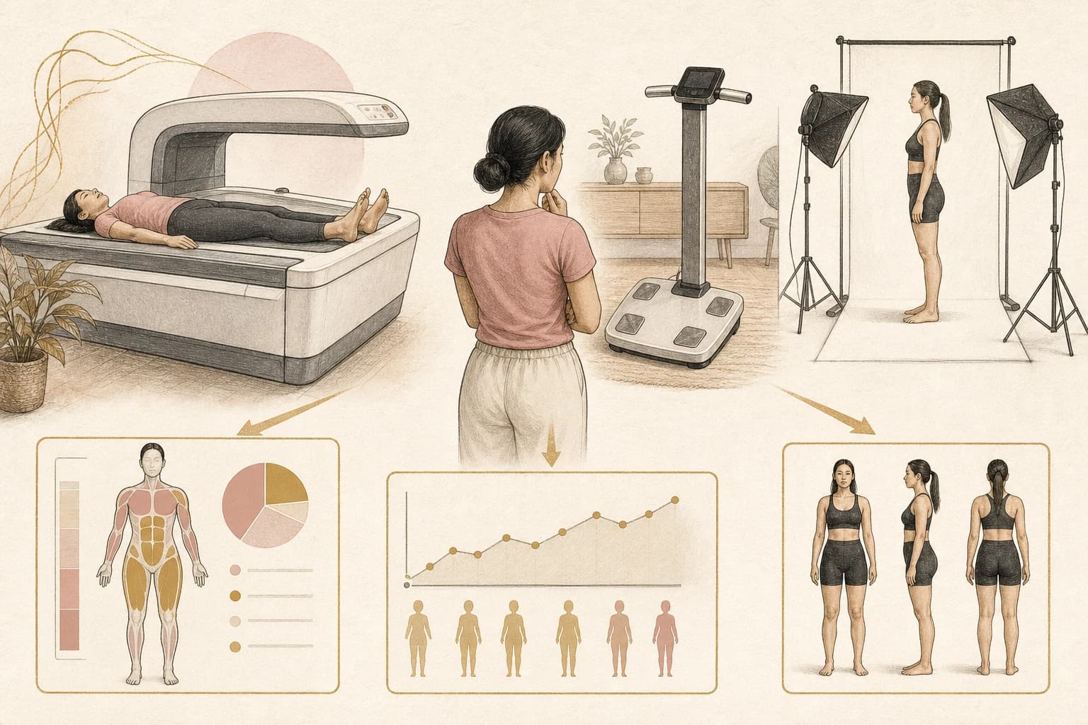 Filipino reader comparing DEXA, body-fat scale, and standardized progress-photo methods