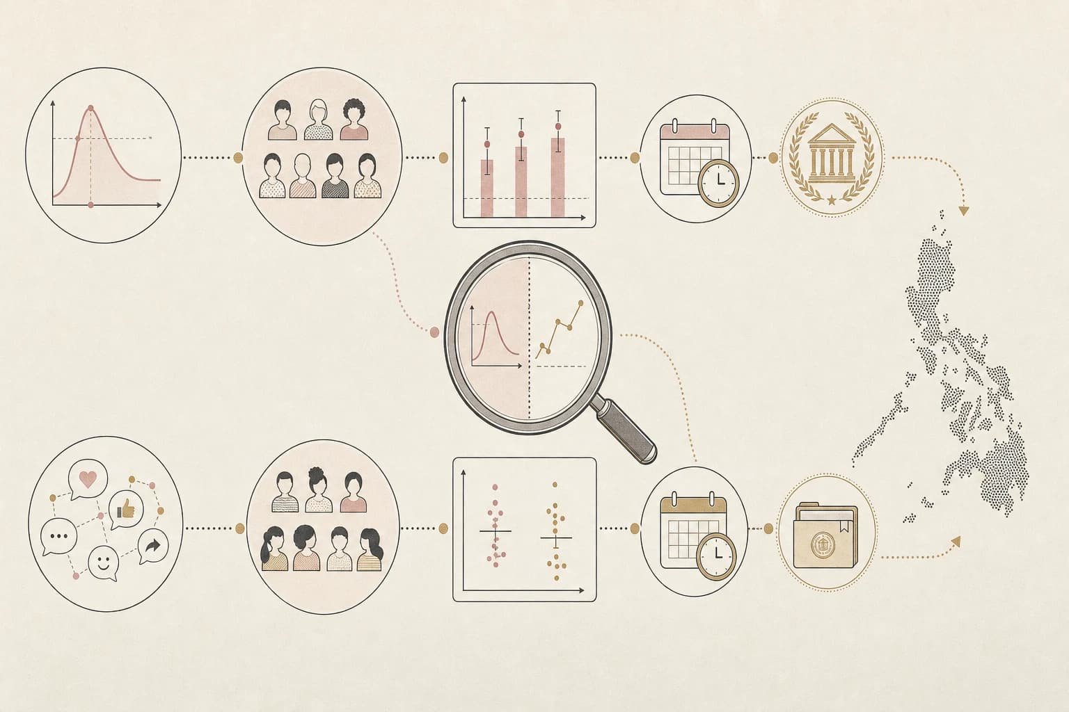 Evidence map separating medicine names, study populations, trial endpoints, and regulatory records.