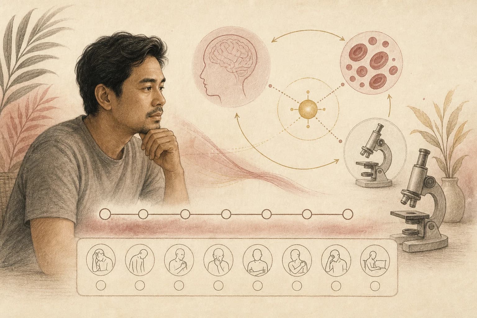 Filipino reader reviewing male hormone feedback and fertility-marker research