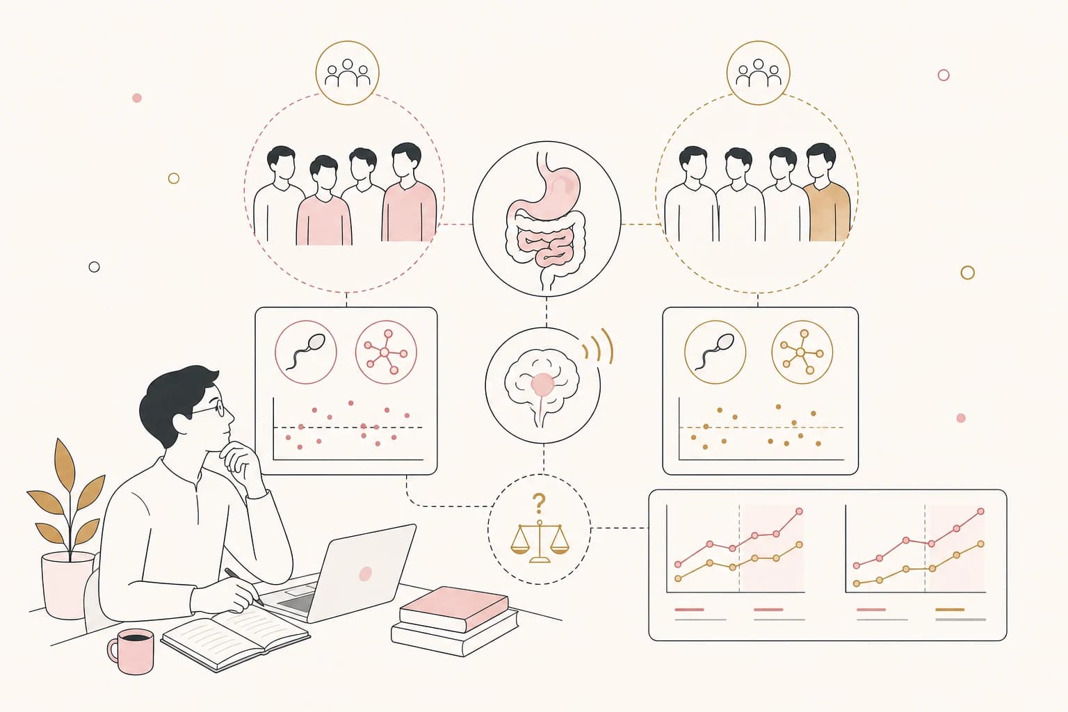 Editorial scene explaining Enclomiphene Study Review: Oral enclomiphene citrate raises testosterone and preserves sperm counts for Filipino readers