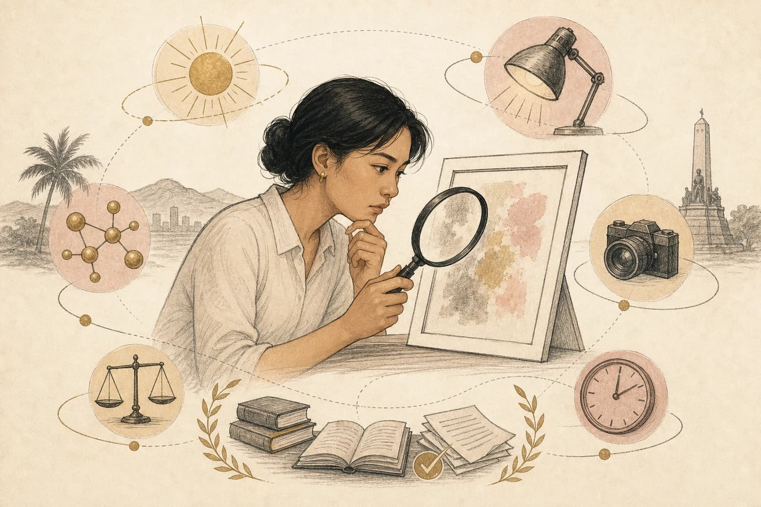 Editorial illustration for “GHK-Cu, acne scars, and the limits of before-and-after photos,” created for Philippine readers.
