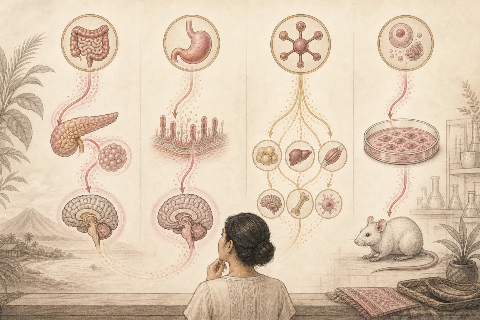 Filipino reader comparing distinct GLP-1, amylin, multi-receptor, and laboratory research pathways