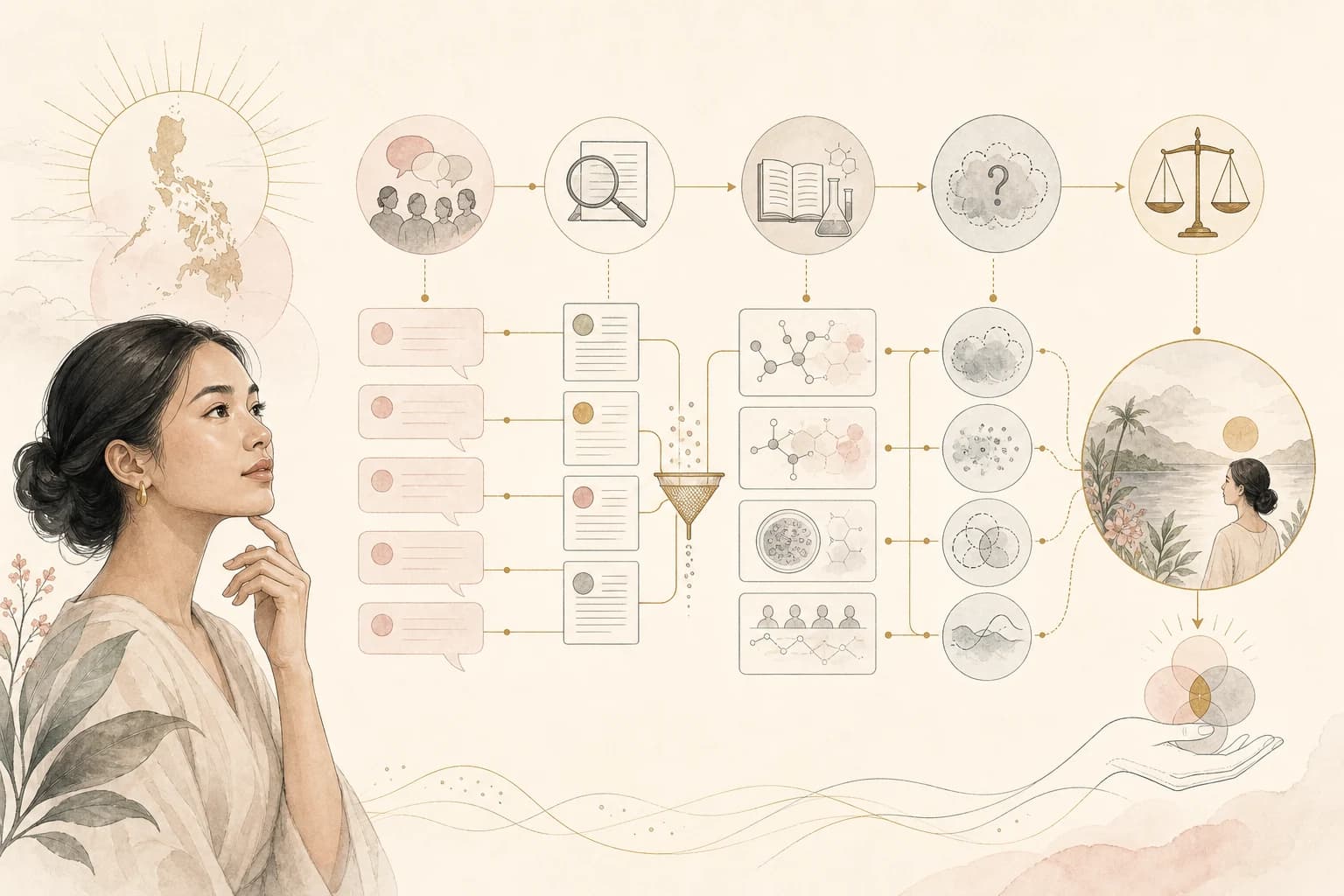 Evidence map separating claims, source verification, study context, and uncertainty for “Glutathione, skin lightening, and a kinder reading of the evidence.”