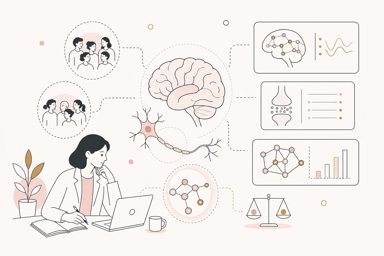 Editorial scene explaining Glutathione Study Review: The Glutamate-Glutathione axis in neuropsychiatric disorders and cancer for Filipino readers