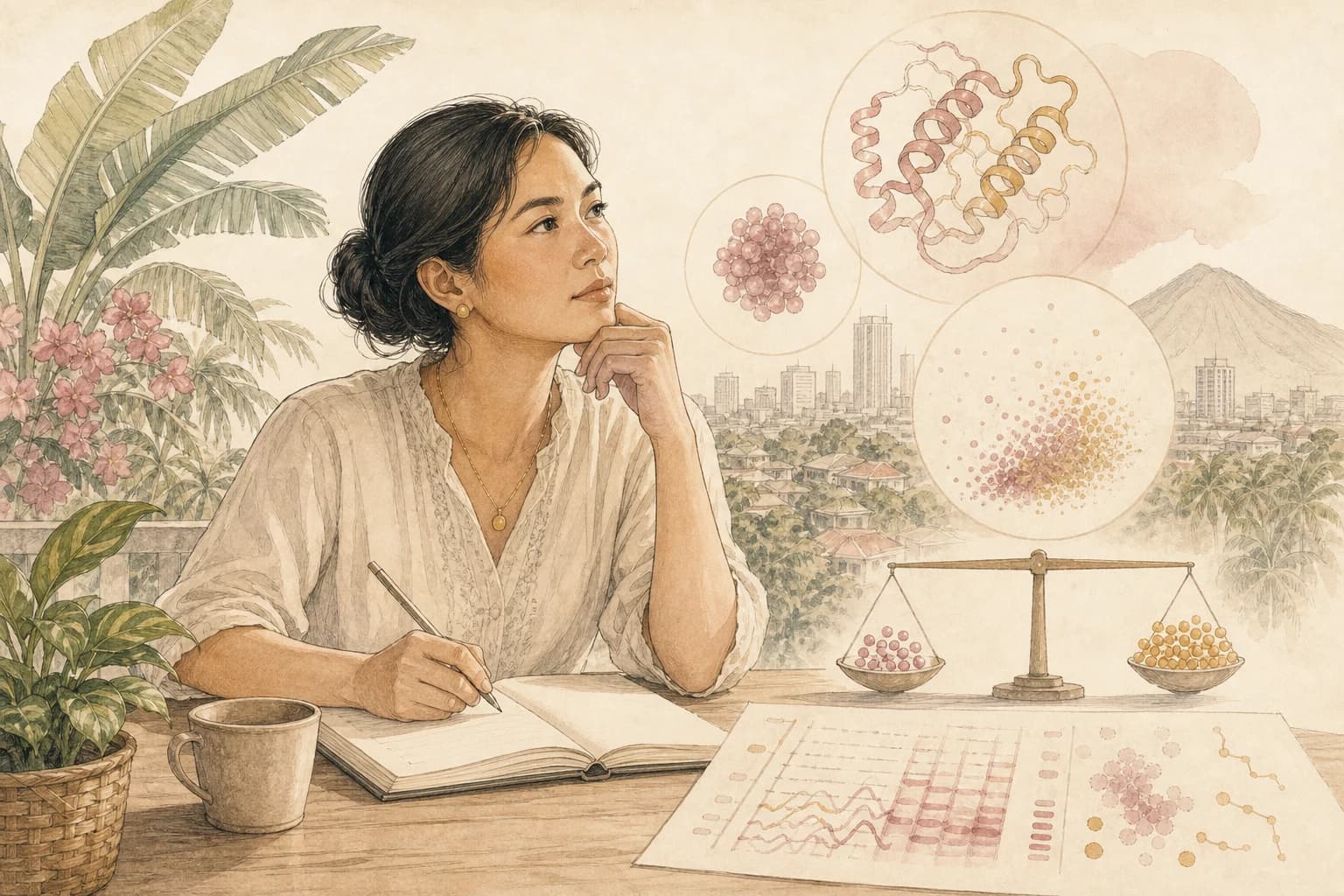 Editorial scene explaining Growth hormone and IGF-1 biomarkers: a higher number is not automatically better for Filipino readers