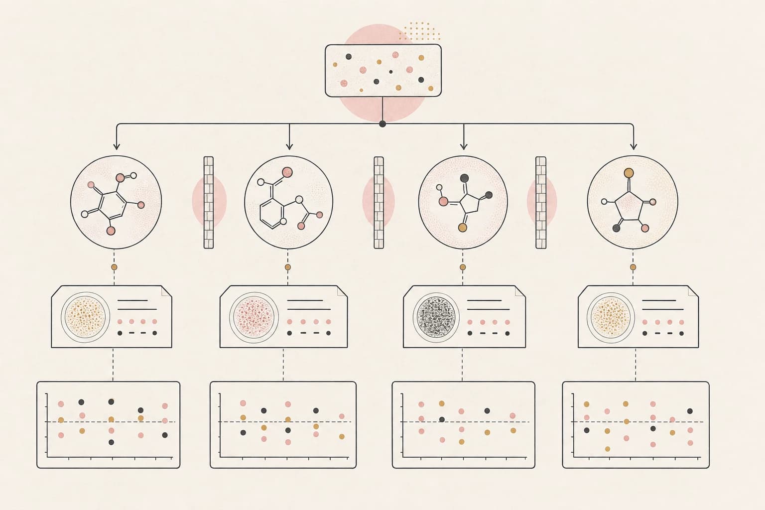 Diagram separating CJC-1295, ipamorelin, and combination evidence on a blend label