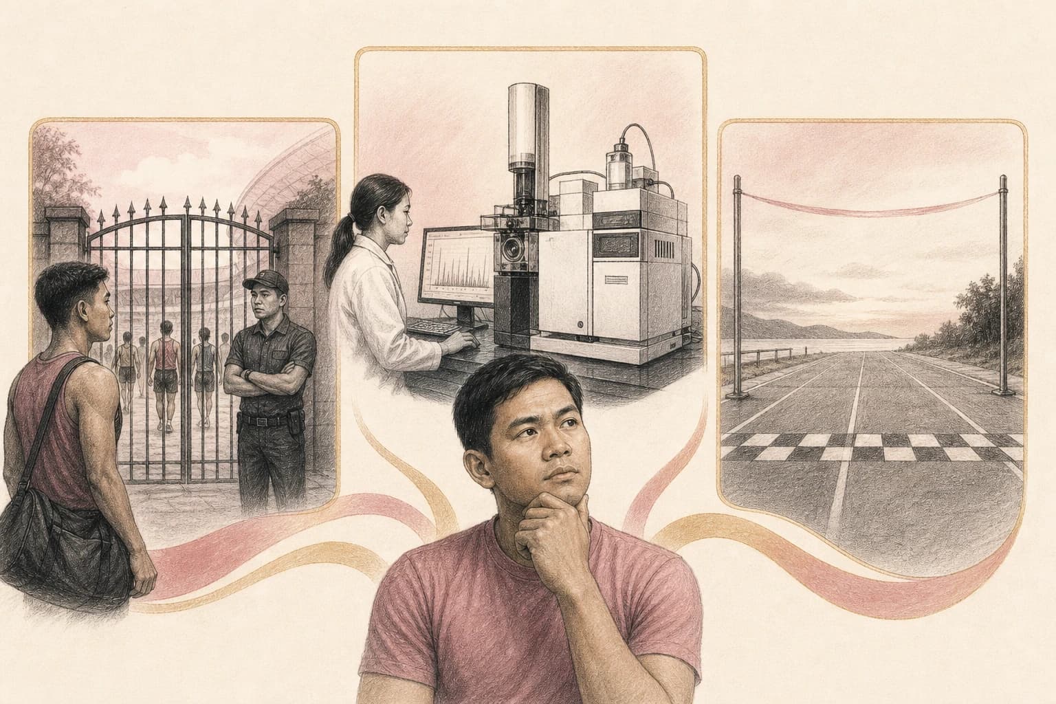 Evidence map separating prohibited status, laboratory detection, and performance research