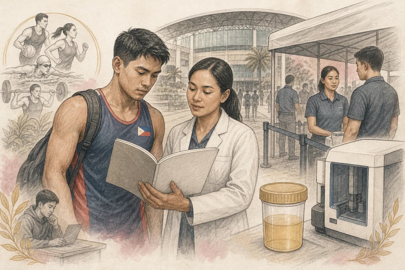 Filipino competitor checking anti-doping rules before a sporting event