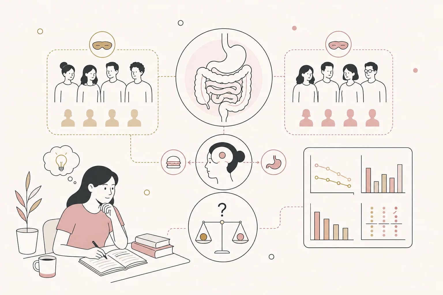 Editorial scene explaining hCG Study Review: Human chorionic gonadotrophin and weight loss. A double-blind, placebo-controlled trial for Filipino readers