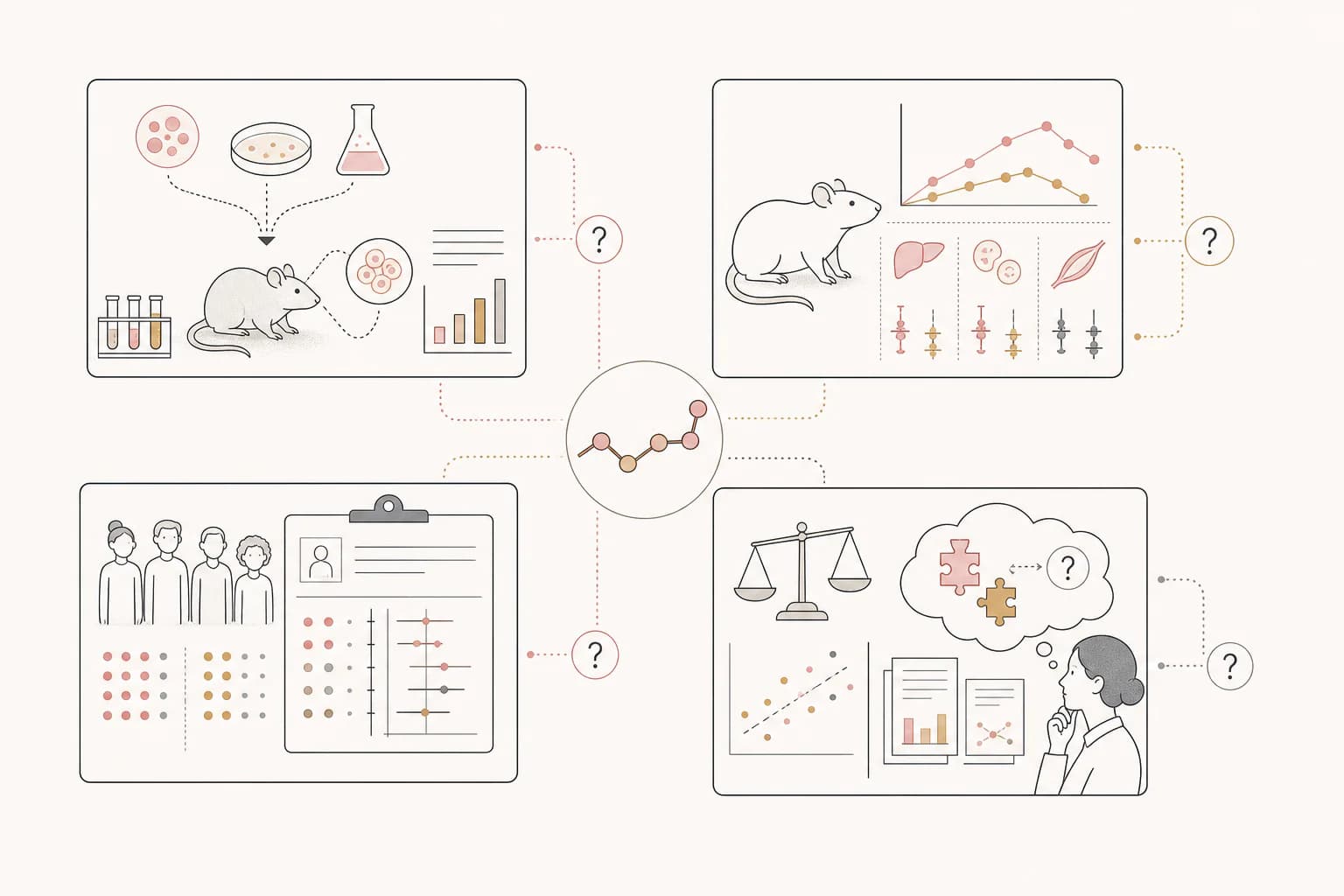 Evidence map for “HGH Fragment 176-191: separating animal findings from human evidence,” separating study findings, research context, and unanswered questions.
