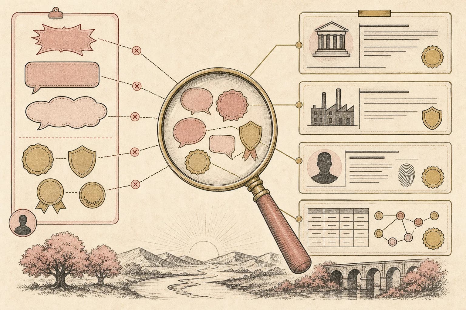Evidence map separating seller labels from registration, manufacturing, and batch-level documents.