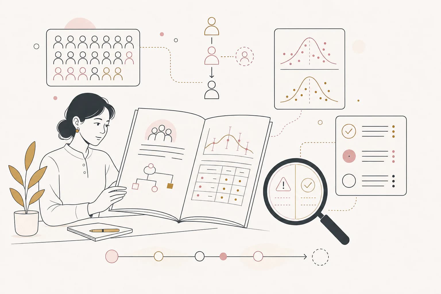Editorial illustration for “How to read a SURMOUNT tirzepatide trial without overreading it,” showing a Filipino reader examining the research context.