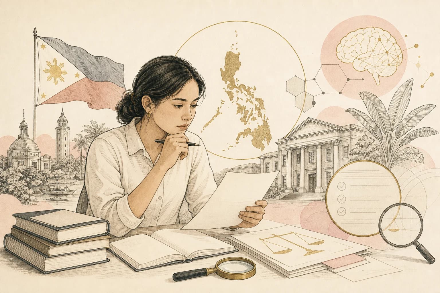 Editorial illustration for “How to verify cognitive-drug claims with Philippine regulatory sources,” created for Philippine readers.