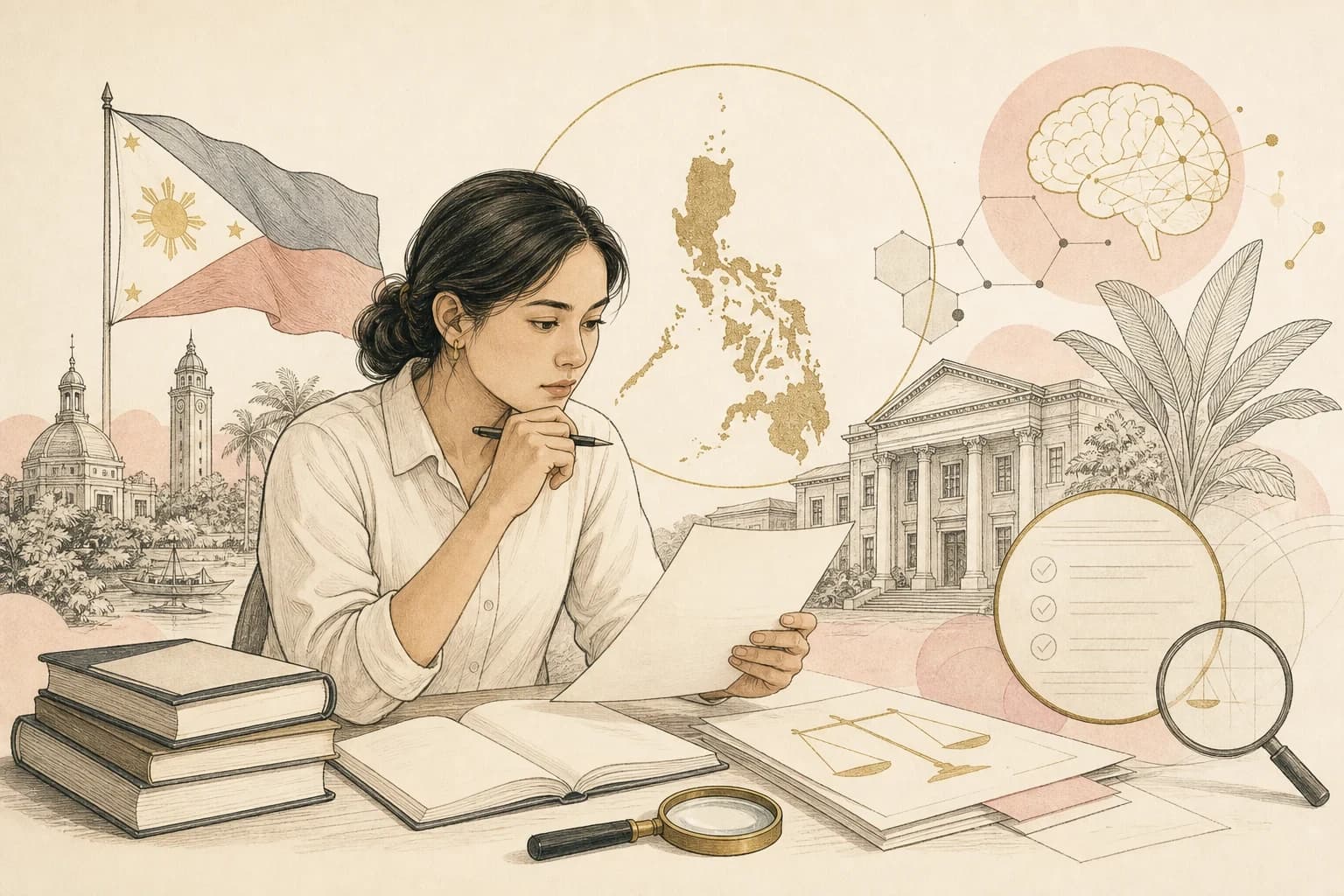 Editorial scene explaining How to verify cognitive-drug claims with Philippine regulatory sources for Filipino readers