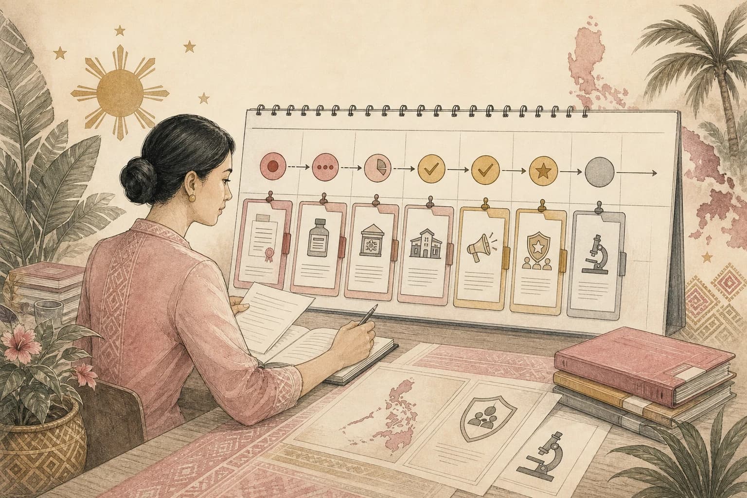 Filipino reader reviewing dated Philippine product records and regulatory advisories
