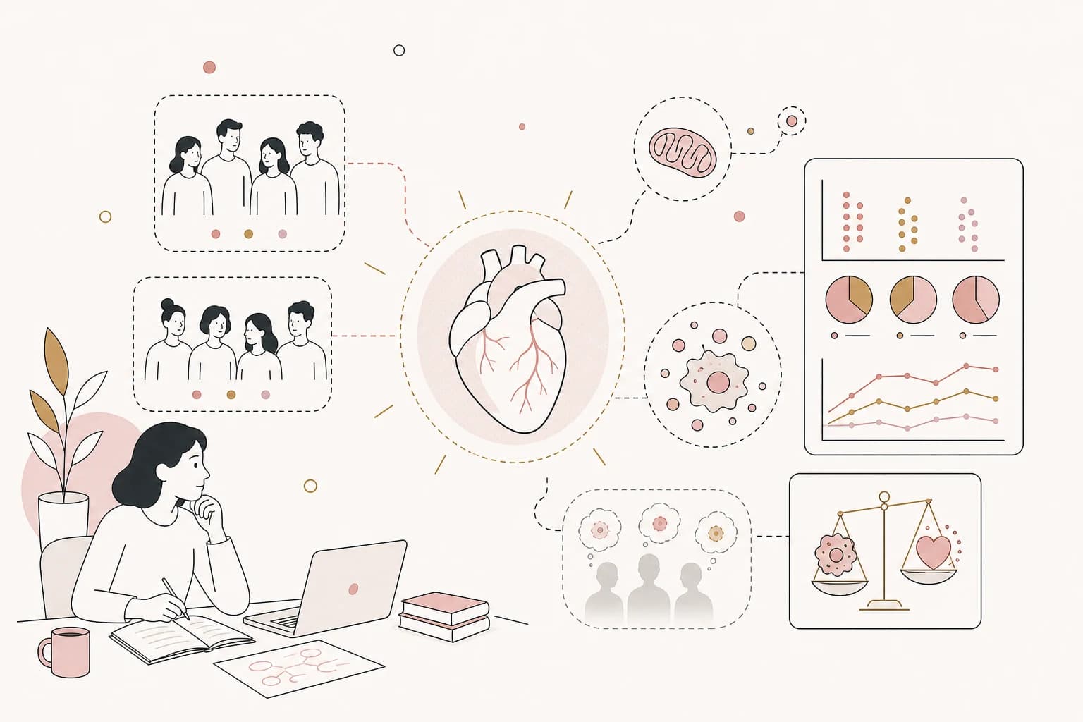 Editorial scene explaining MOTS-c Study Review: Mitochondrial peptide MOTS-c suppresses systemic and cardiac inflammasome activation for Filipino readers