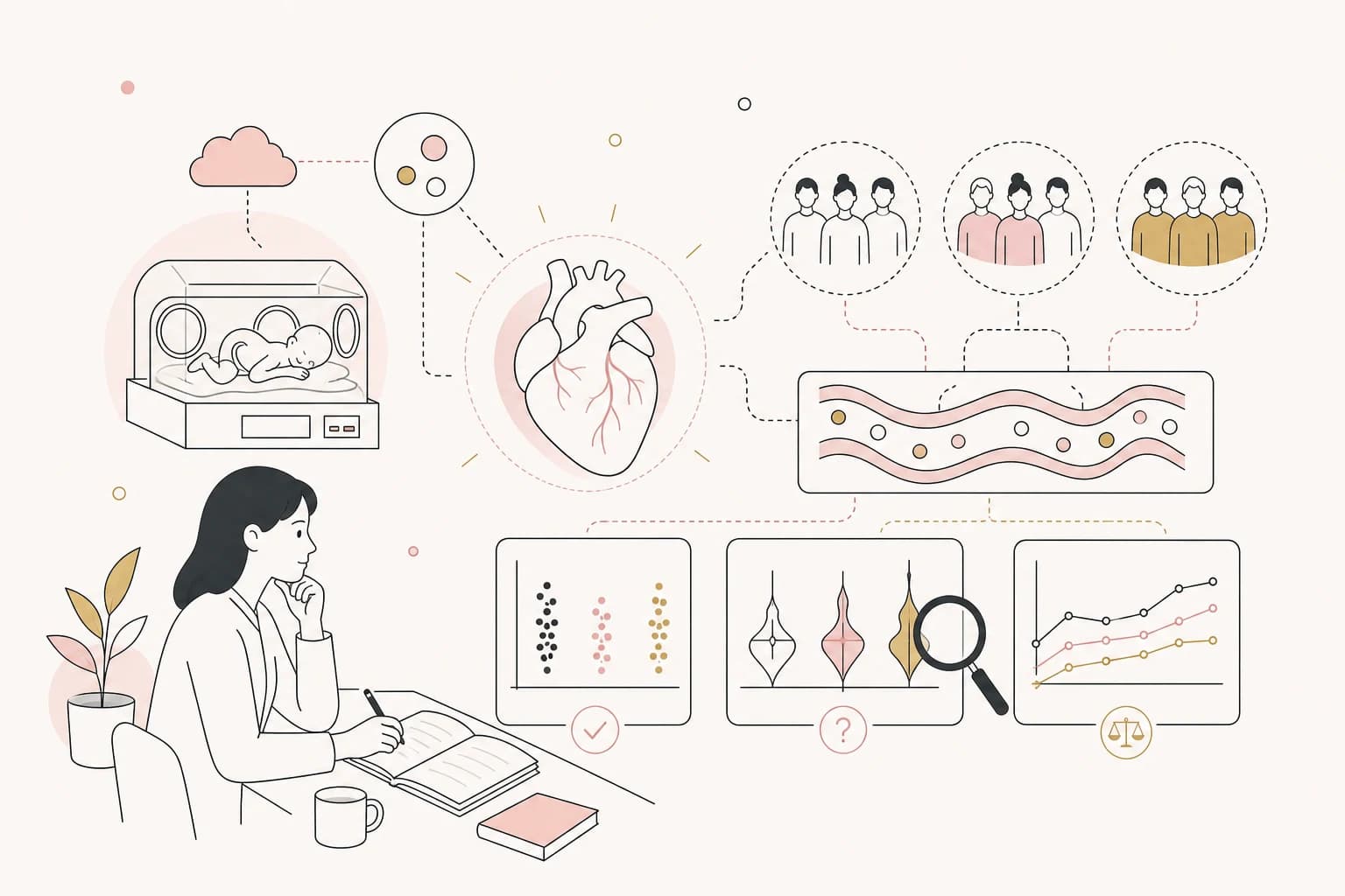 Editorial scene explaining MOTS-c Study Review: MOTS-c attenuates hyperoxia-induced neonatal cardiac injury by inhibiting oxeiptosis for Filipino readers