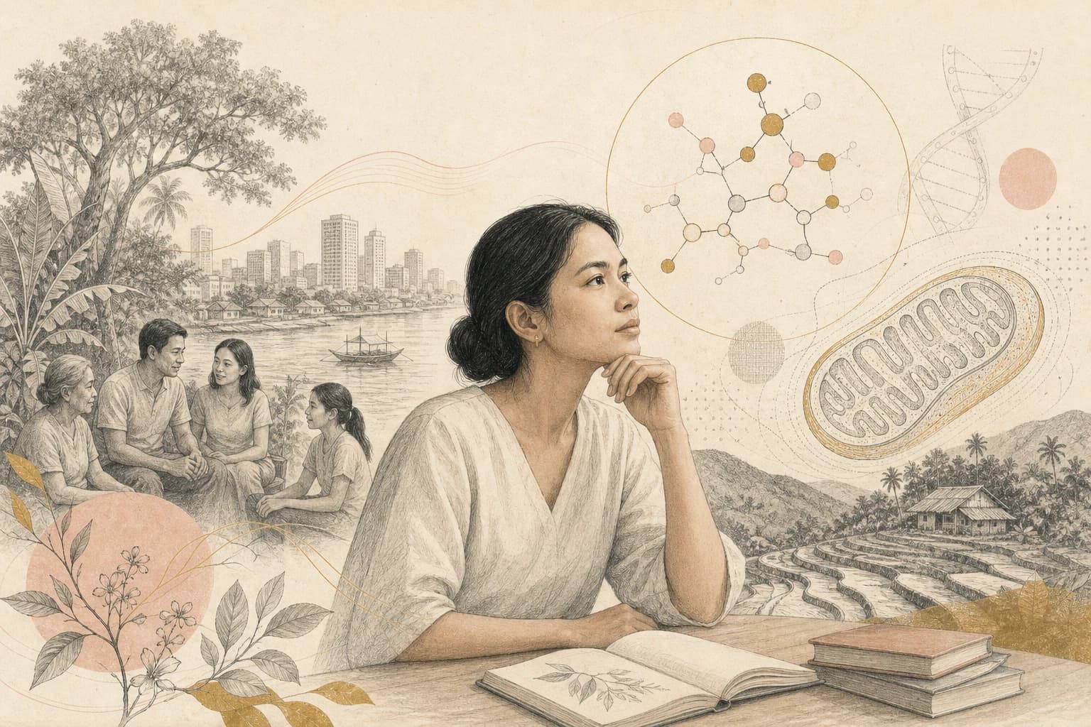 Editorial illustration for “NAD+ and diabetes research in the Philippine health context,” created for Philippine readers.