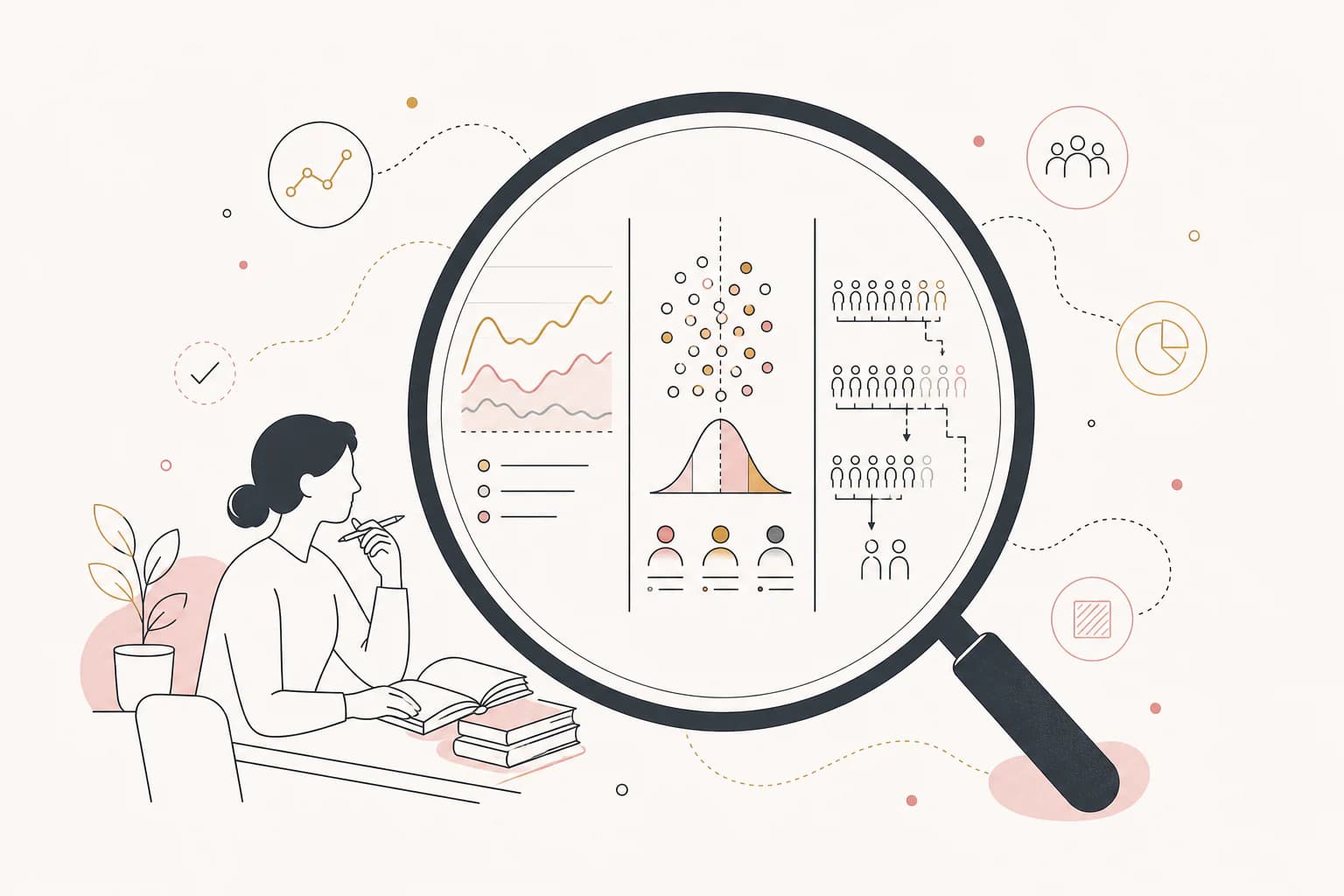 Editorial illustration for “How to read weight loss, responders, and dropouts in obesity trials,” showing a Filipino reader examining the research context.