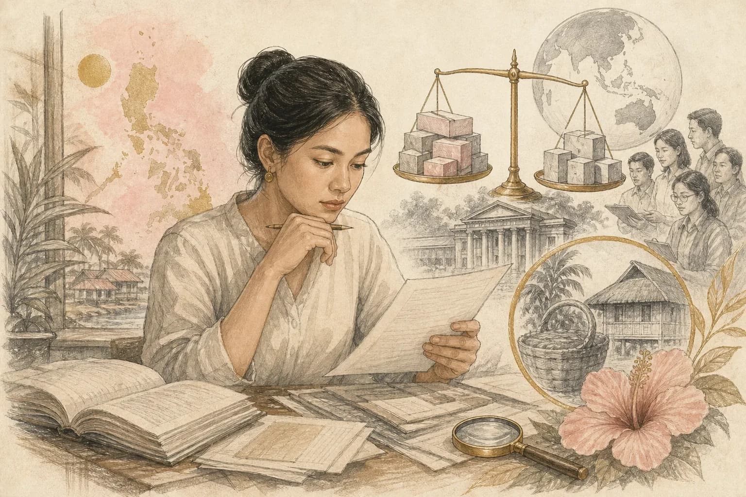 Editorial scene explaining Phase 1, 2, and 3 trials: what each stage is designed to answer for Filipino readers