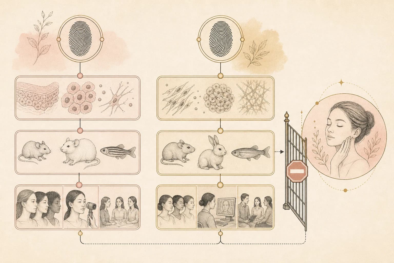 Evidence map separating KPV and GHK-Cu laboratory, animal, and human wound research from aesthetic scar claims.