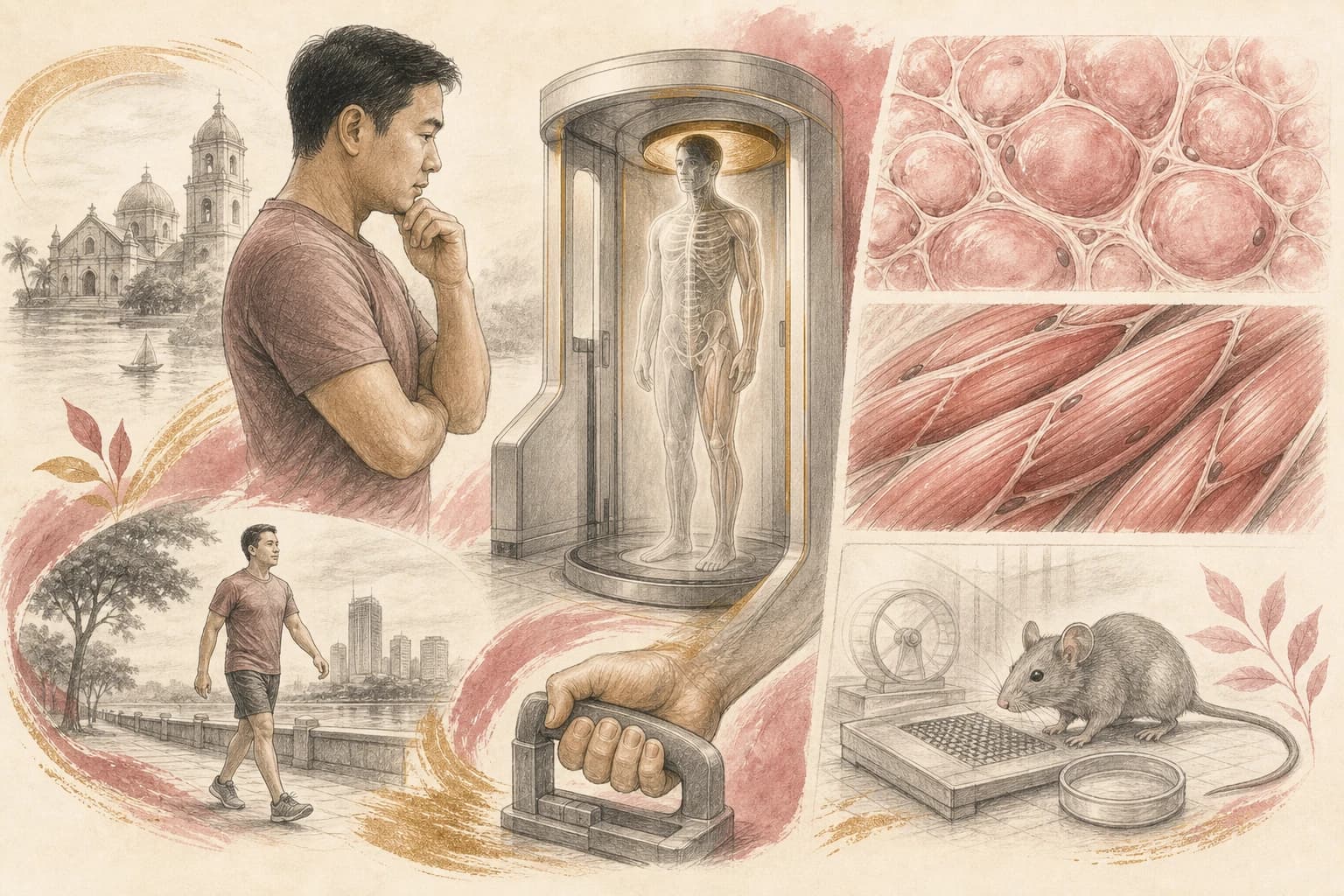Filipino reader reviewing fat tissue, lean tissue, and a body-composition scan