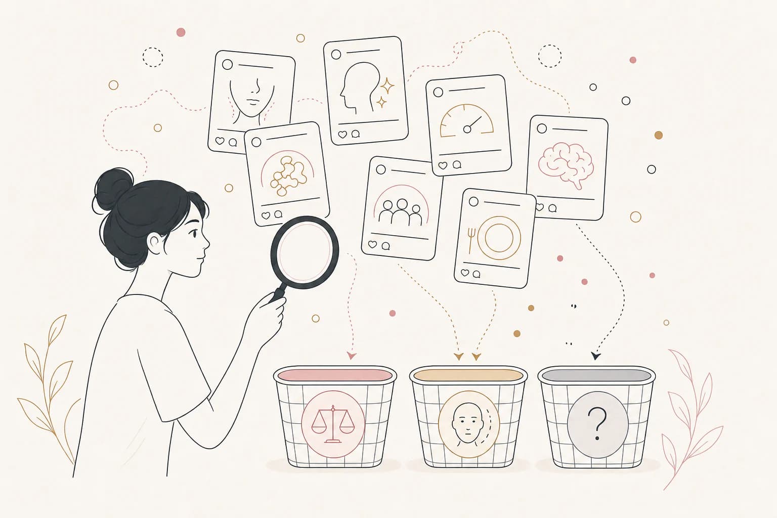 Editorial illustration for “Semaglutide Myths, From “Ozempic Face” to Addiction,” showing a Filipino reader examining the research context.