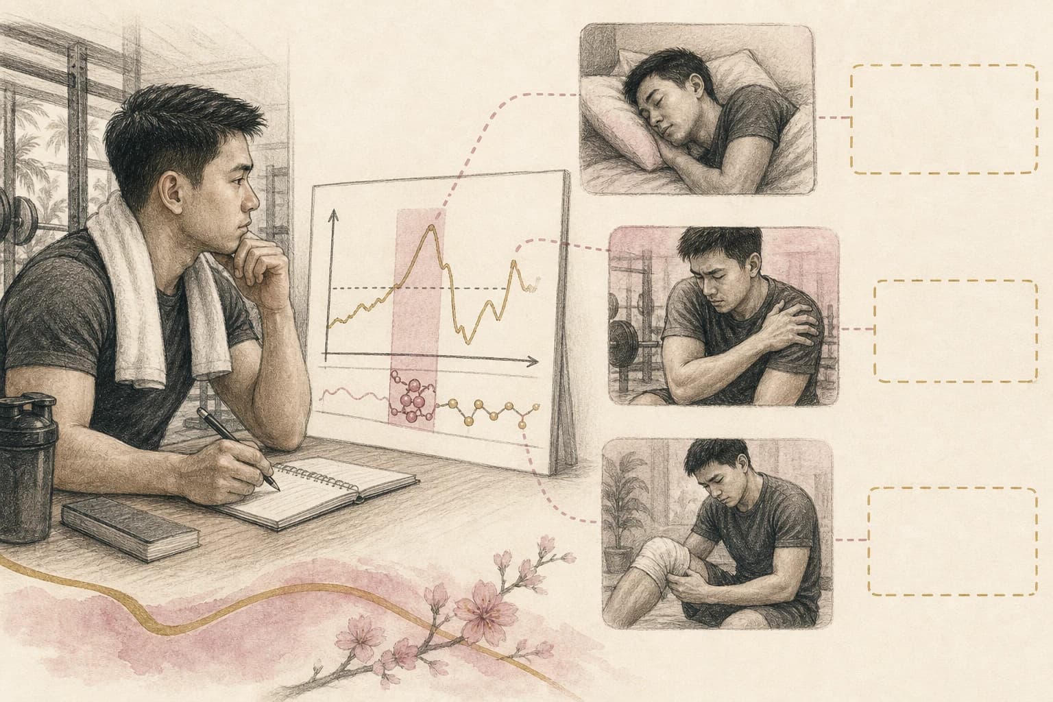 Filipino gym reader comparing CJC-1295 hormone research with sleep and recovery claims