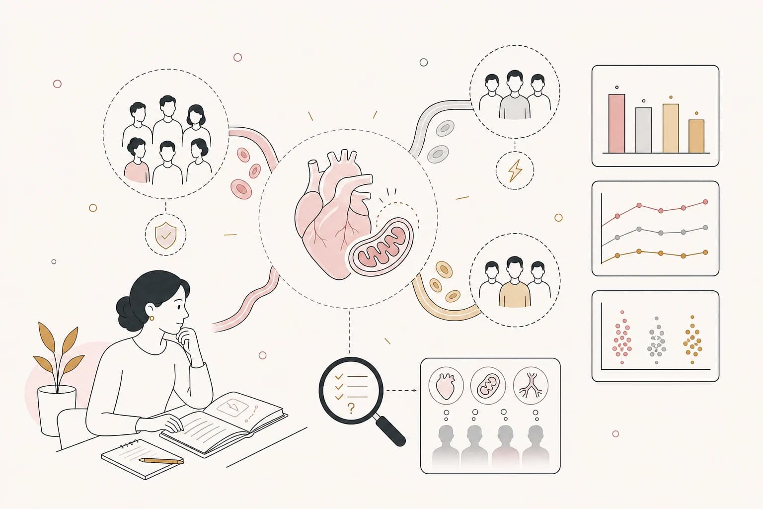 Editorial scene explaining SS-31 Study Review: Mitochondrial-targeted SS-31 peptide attenuates radiation-induced cardiomyocyte for Filipino readers