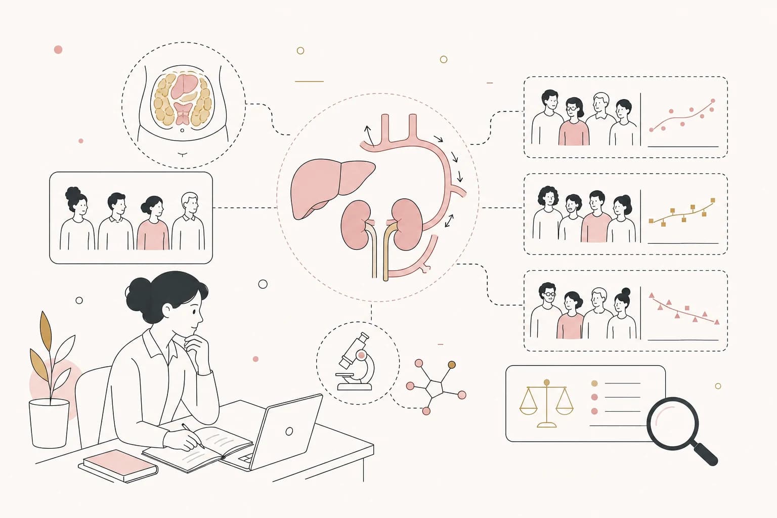 Editorial scene explaining Tesamorelin Study Review: Differing Presentations of Excess Visceral Abdominal Fat in People Living for Filipino readers