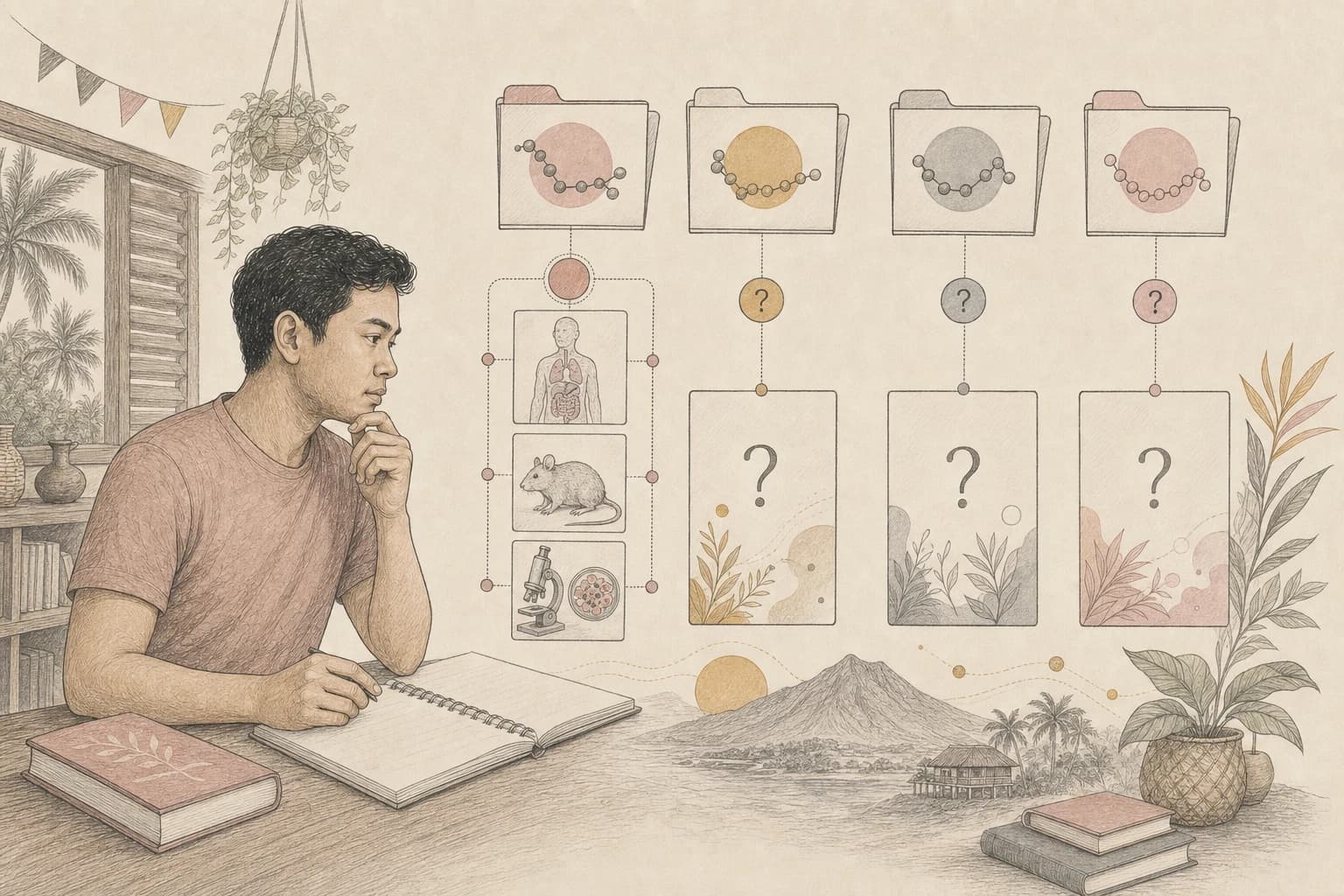 Filipino reader comparing four separate cognitive-peptide evidence files