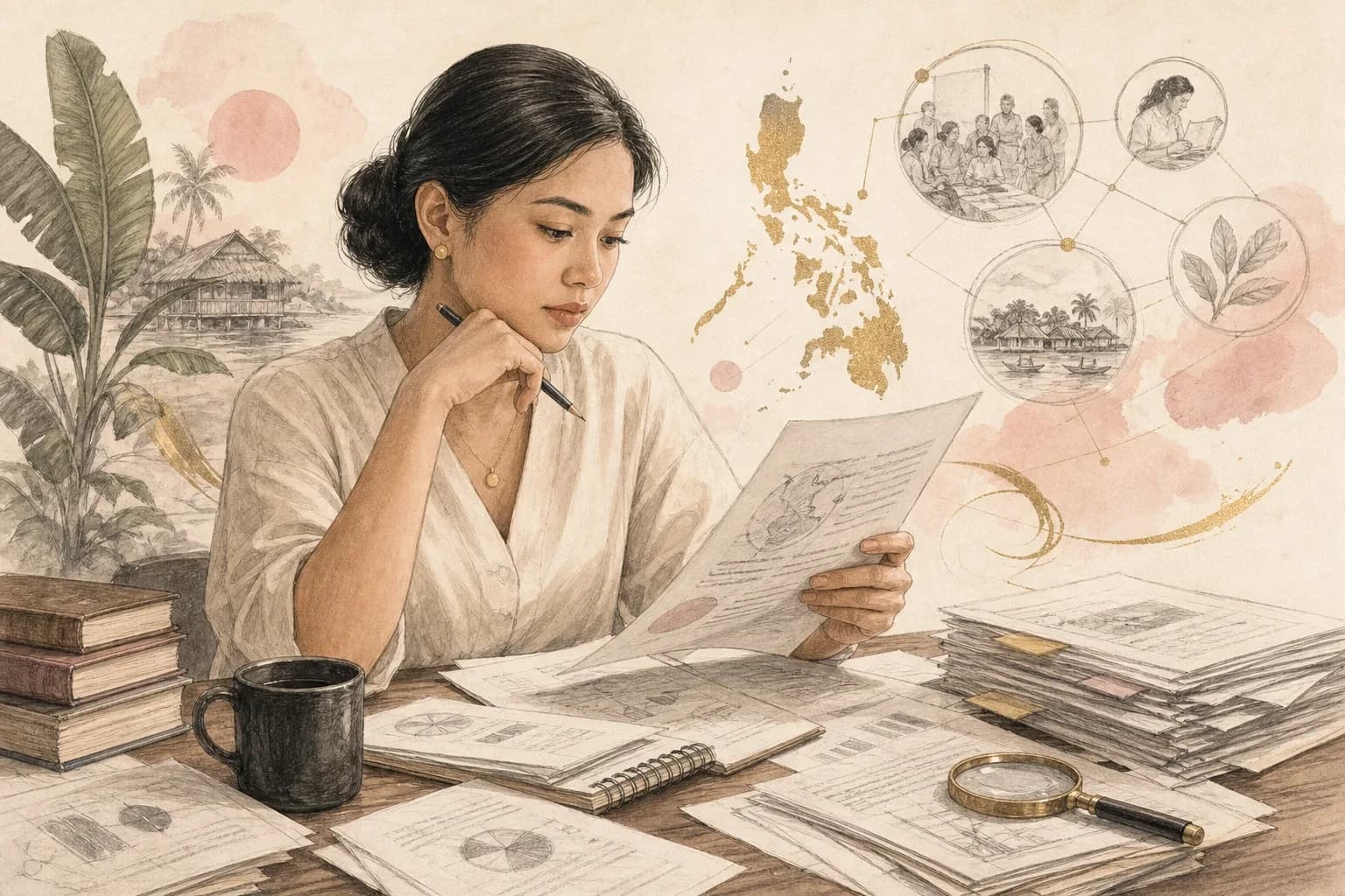 Editorial scene explaining The Majiko editorial promise: Philippine context, canonical sources, and no automatic publishing for Filipino readers