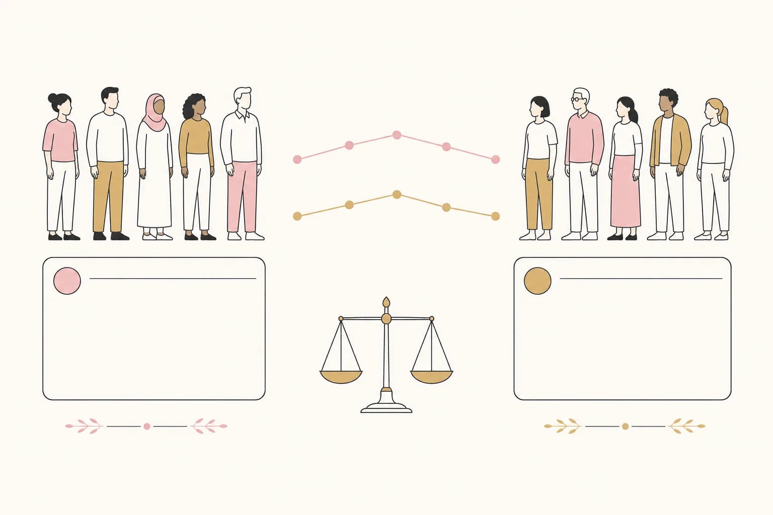 Editorial diagram comparing study groups and measured outcomes in tirzepatide research.