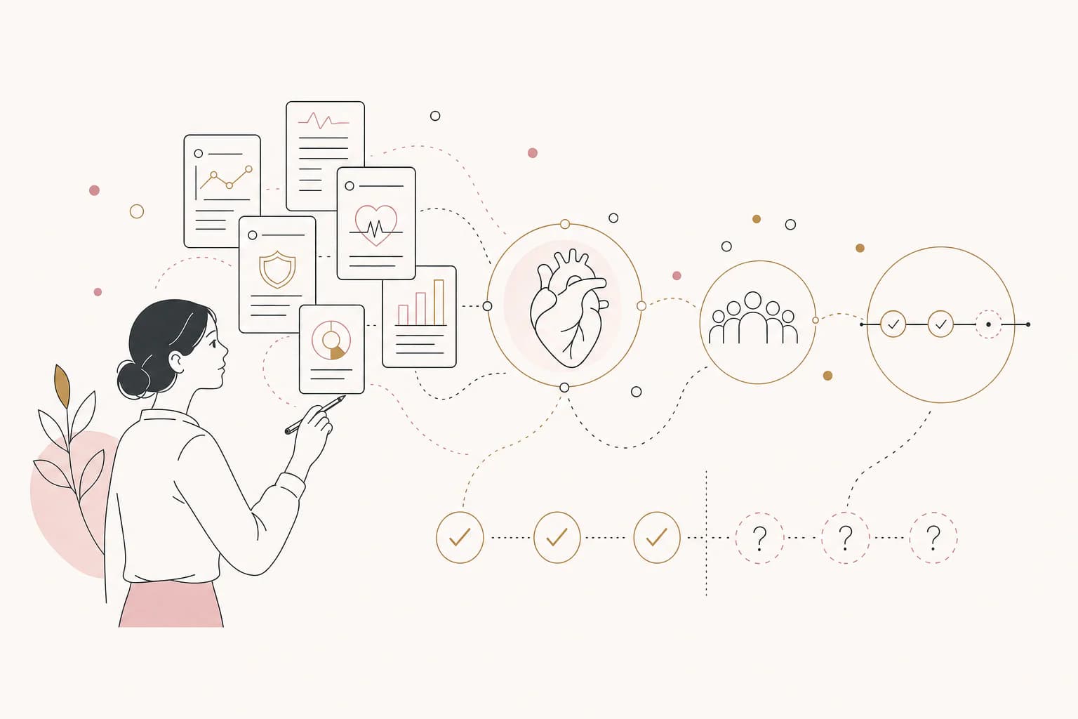 Editorial illustration for “Tirzepatide and cardiovascular outcomes: what has been tested,” showing a Filipino reader examining the research context.
