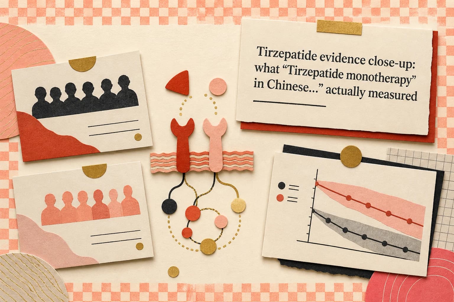 Editorial study desk for Tirzepatide evidence close-up: what “Tirzepatide monotherapy in Chinese…” actually measured