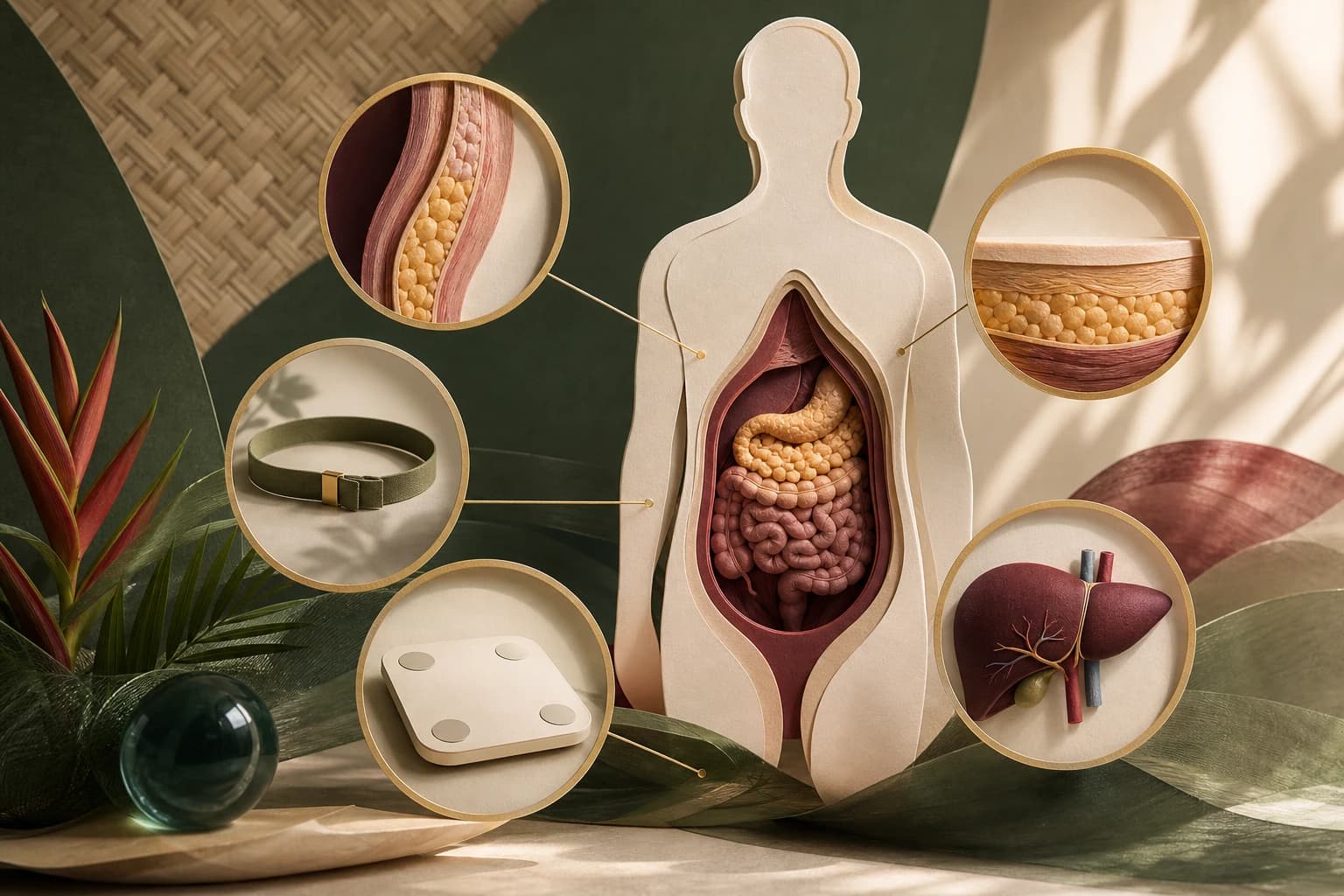 Filipino reader comparing visceral fat, body weight, waist, and liver-fat endpoints