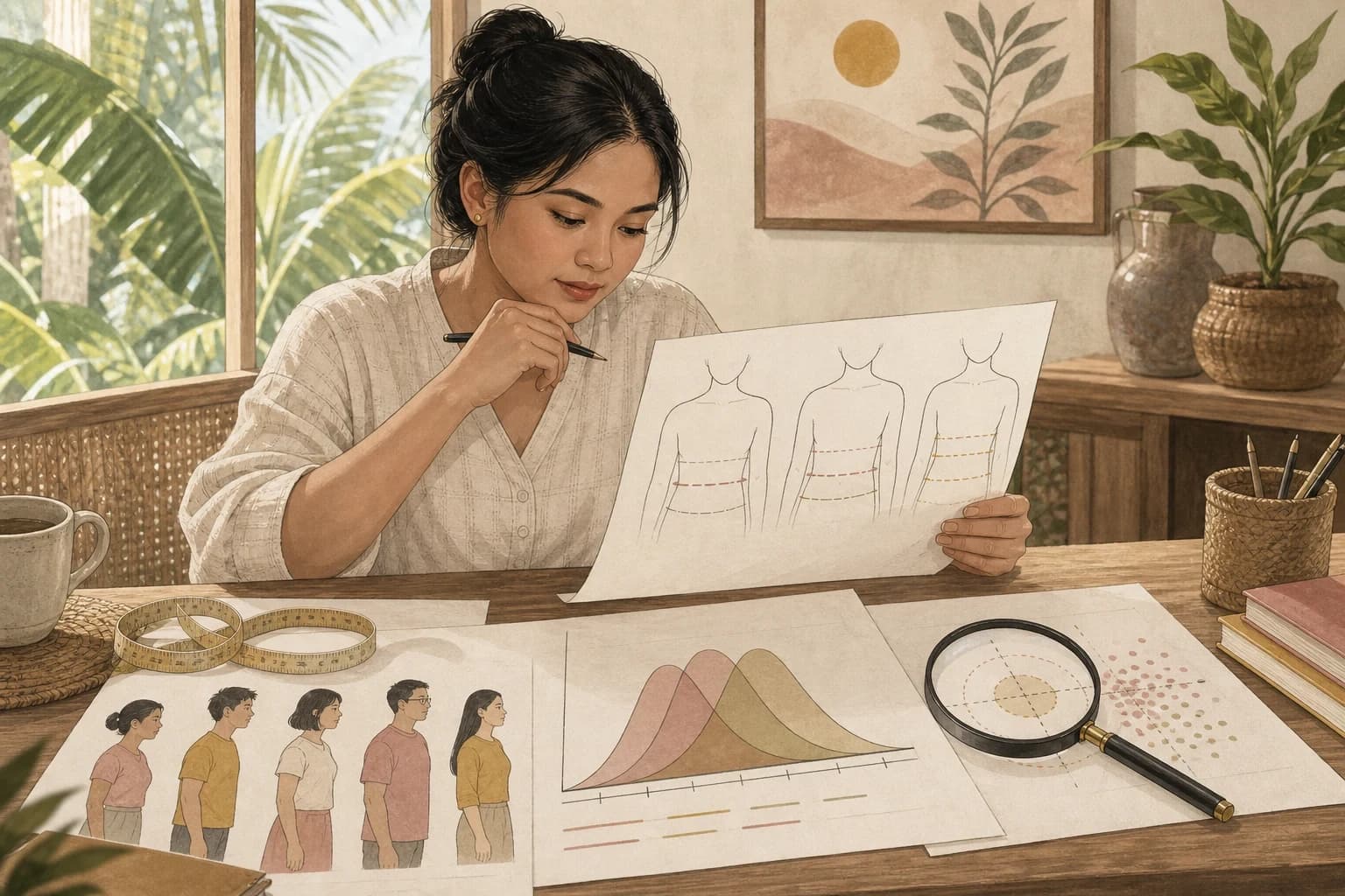 Editorial scene explaining Waist circumference and metabolic risk for Asian readers, explained carefully for Filipino readers