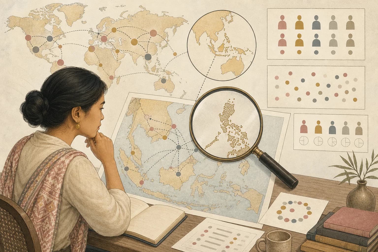 Filipino reader reviewing a world map and participant tables from major GLP-1 trials.