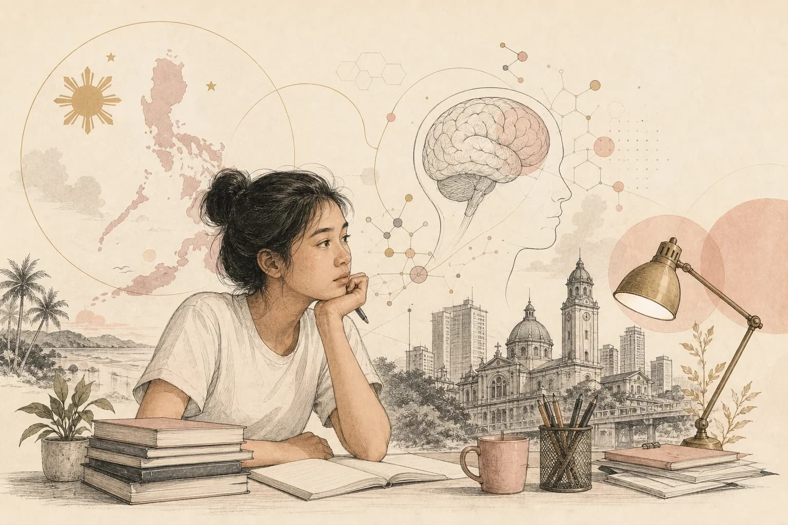Editorial scene explaining What a cognitive test score really means in a peptide study for Filipino readers