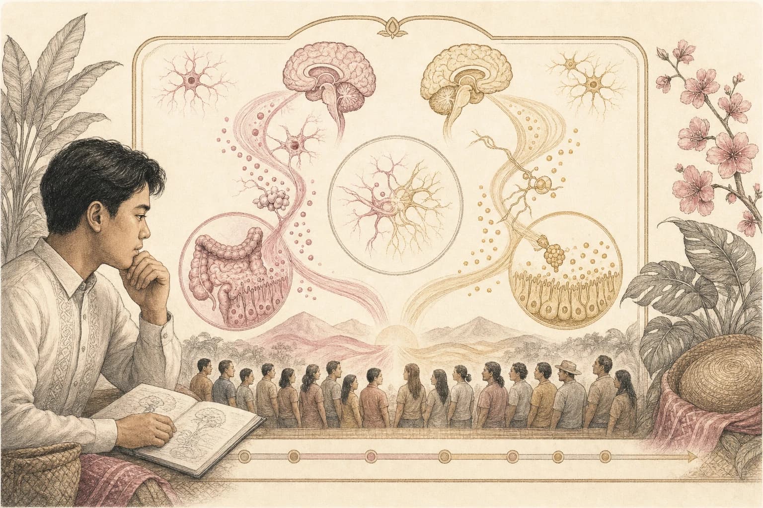 Filipino reader studying two distinct biological pathways brought together in one research program