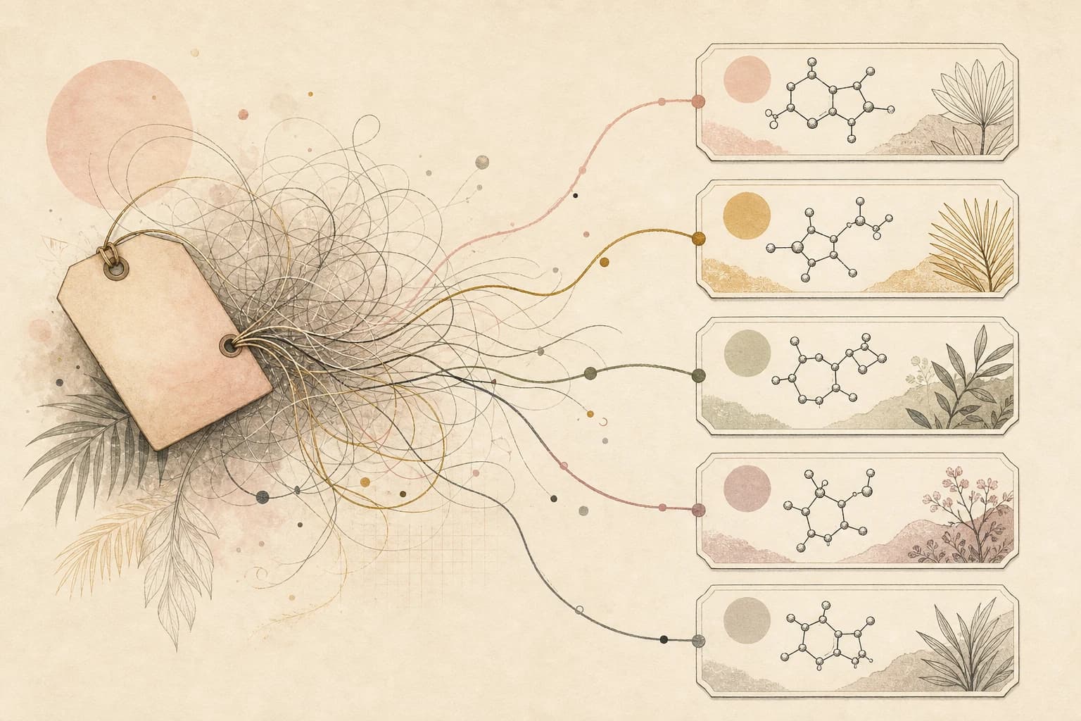 Editorial illustration separating an ambiguous recovery blend nickname into distinct molecular identities.